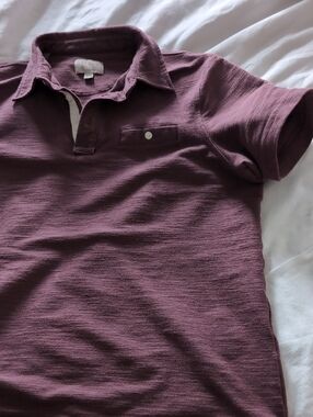 Jachs Burgundy Short Sleeve Polo with Buttoned Chest Pocket
